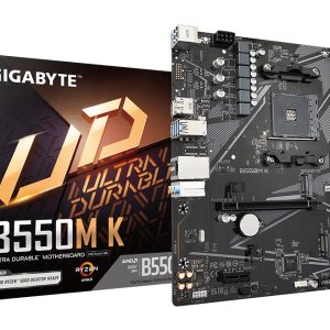 GIGABYTE B550M K Placa base - Procesadores AMD Ryzen 5000, hasta 4733 MHz DDR4, 1xPCIe 4.0 + 1xPCIe 3.0 M.2, LAN 1GbE, USB 3.2 Gen 1