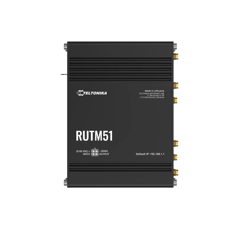 Teltonika RUTM51 router inalámbrico Gigabit Ethernet Doble banda (2,4 GHz / 5 GHz) 5G Negro