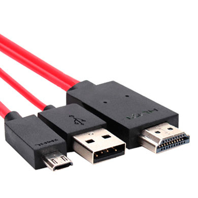 BRobotix 017828 adaptador de cable de vídeo HDMI Tipo A (Estándar) USB Type-C + Micro-USB Rojo