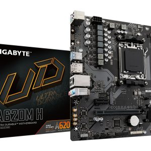 GIGABYTE A620M H Placa base - Soporta CPUs AMD Ryzen 8000, VRM digital de 5+2+2 fases, hasta 7200MHz DDR5 (OC), 1xPCIe 4.0 M.2, LAN GbE, USB 3.2 Gen 1