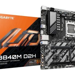 GIGABYTE B840M D2H Placa base - Procesadores AMD Ryzen 9000, VRM de 5+2+2 fases, hasta 7600 MHz DDR5, 1xPCIe 4.0 + 1xPCIe 3.0 M.2, LAN 2.5GbE, USB 3.2 Gen 1