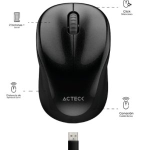 Acteck OPTIMIZE TRIP MI 480 ratón Oficina Ambidiestro RF inalámbrico Óptico 1600 DPI