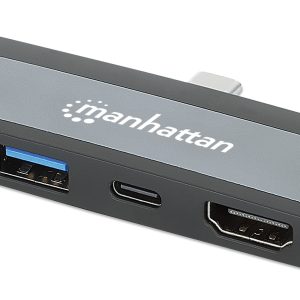 Manhattan 190404 base para portátil y replicador de puertos Alámbrico USB 3.2 Gen 2 (3.1 Gen 2) Type-C Gris