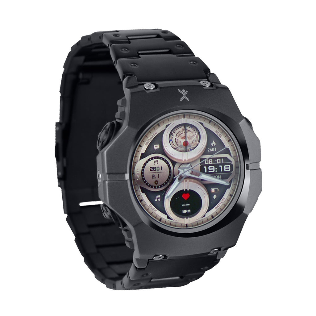 Perfect Choice PC-270188 reloj inteligente y deportivo 5.11 cm (2.01") AMOLED 45 mm Híbrido 240 x 296 Pixeles Pantalla táctil Negro