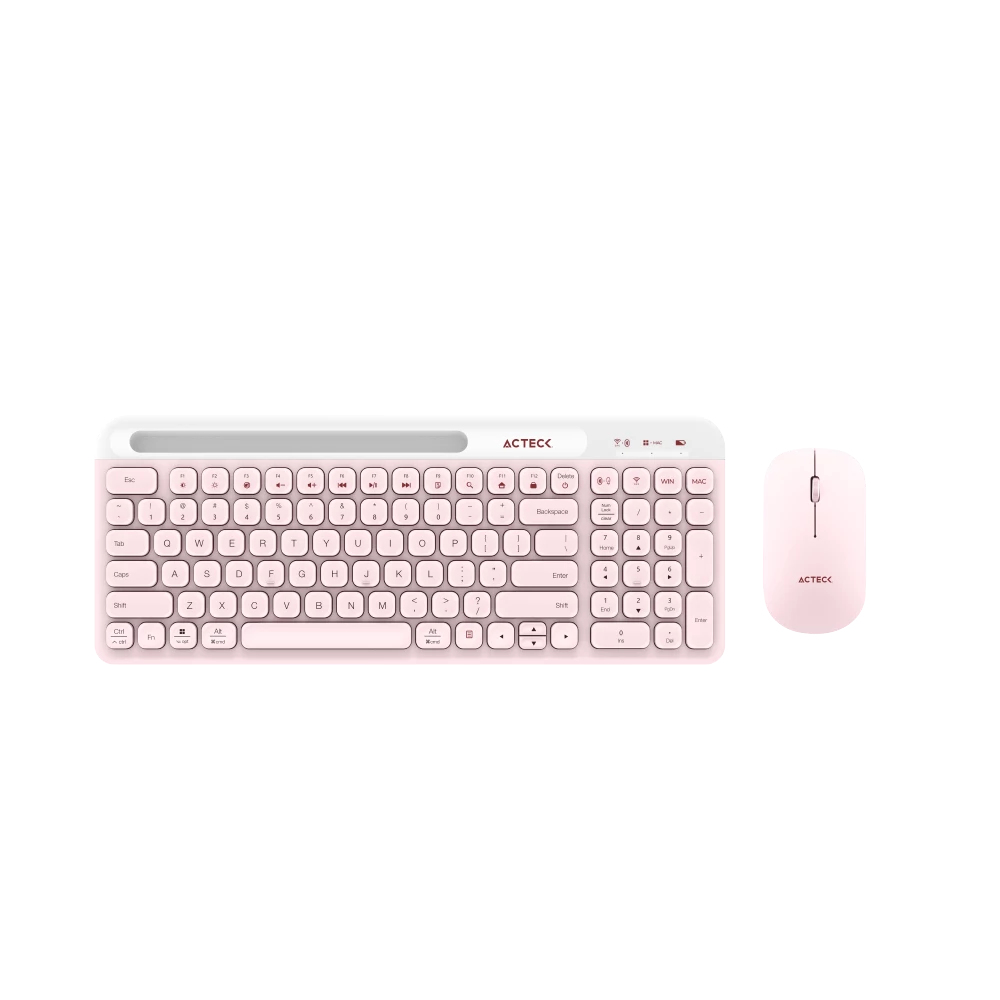 Acteck Creator Virtuos Silk MK720 teclado Ratón incluido Universal Bluetooth Español Rosa, Blanco