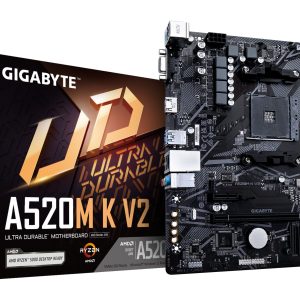 GIGABYTE Placa base A520M K V2 - Compatible con CPUs AMD Ryzen serie 5000 AM4, hasta 5100MHz DDR4 (OC), PCIe Gen3 x4 M.2, LAN GbE, USB 3.2 Gen 1