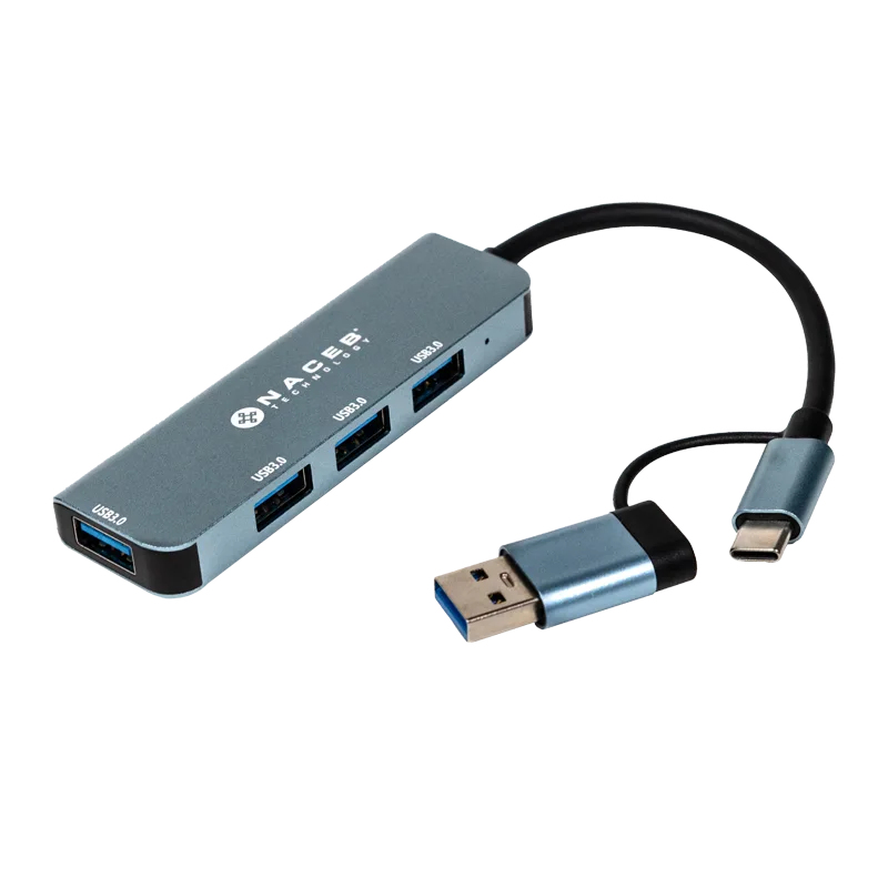 Naceb Technology NA-0126 nodo concentrador USB Tipo C Negro, Azul
